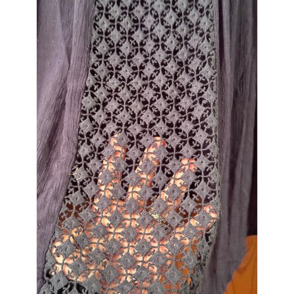 Free People Navy crochet coastal cowgirl oversized L Boho drapey blouse Navy - Picture 8 of 10